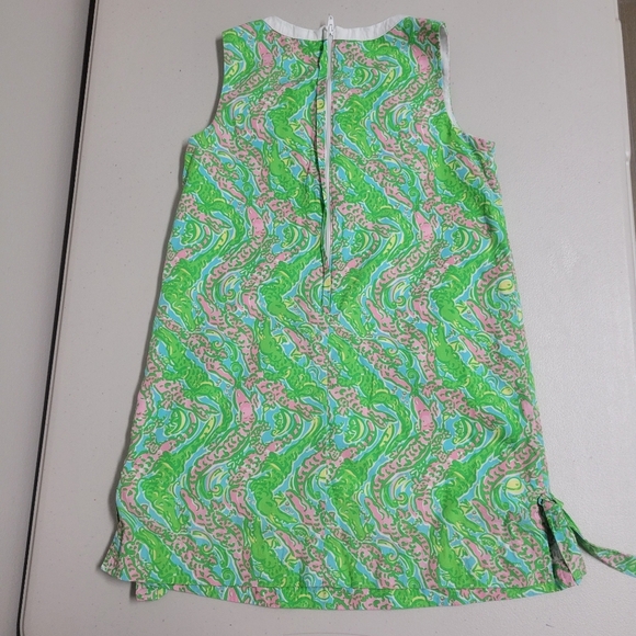 Lilly Pulitzer Green and Pink Sleeveless Girls Dress. - Picture 3 of 12